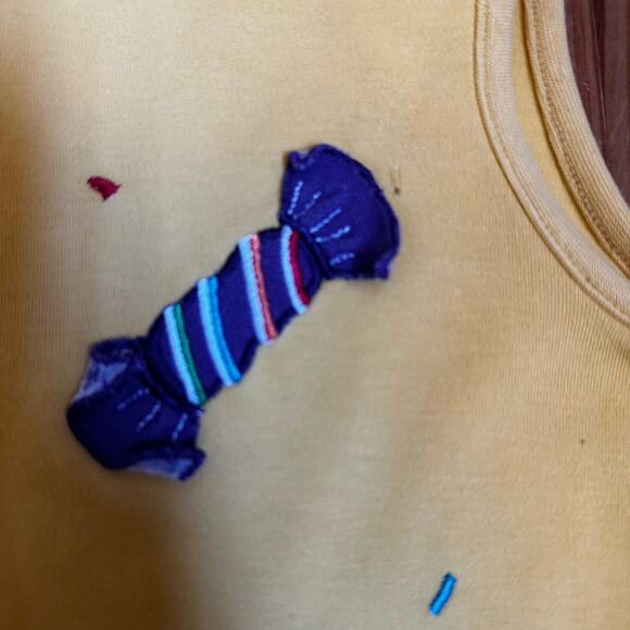 Copper Key yellow candy embroidered applique Halloween tank dress SIZE 6X - Picture 3 of 5